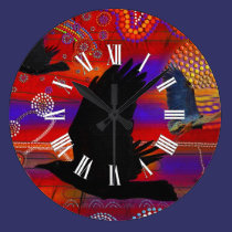 Sunset on Lake Wendouree Australian Aboriginal Art wall clocks