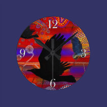 Sunset on Lake Wendouree Australian Aboriginal Art wall clocks