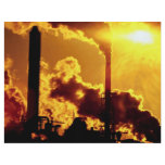 Sunset on pulp mill accentuates the air pollution custom flyer