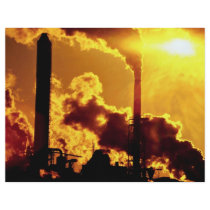 Sunset on pulp mill accentuates the air pollution custom flyer