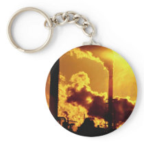 Sunset on pulp mill accentuates the air pollution key chain