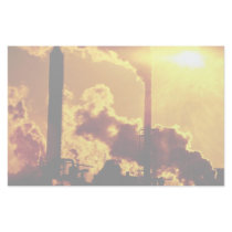 Sunset on pulp mill accentuates the air pollution custom stationery