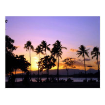 Sunset on the beach postcard