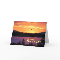 Sunset On The Lake, Happy Birthday Greeting Cards