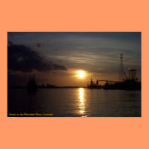Sunset on the Mississippi River, LA posters