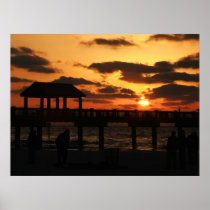 Sunset on the Pier  - Poster