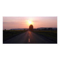 Sunset on the road picture card