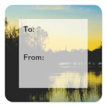 Sunset over a Lake Gift Tags Sticker