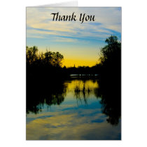 Sunset over a Lake Thank You Card