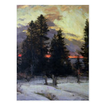 Sunset over a Winter Landscape, c.1902 Post Card