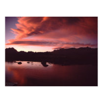 Sunset over alpine lake in California high Sierra posters