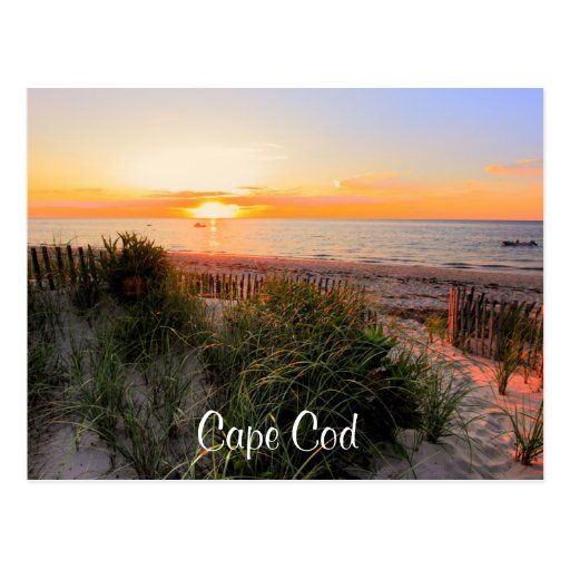 Sunset Over Beach Cape Cod MA  Post Card