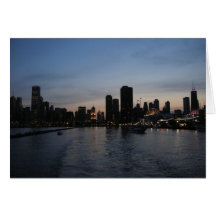 Sunset over Chicago Greeting Cards