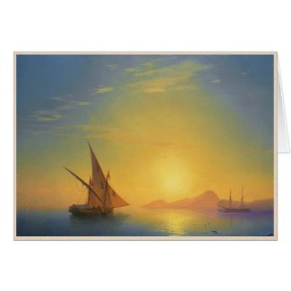 Sunset over Ischia Ivan Aivazovsky seascape waters Card