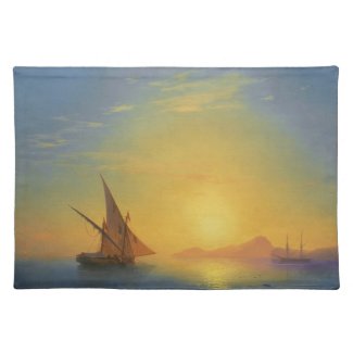 Sunset over Ischia Ivan Aivazovsky seascape waters Place Mats