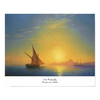 Sunset over Ischia Ivan Aivazovsky seascape waters Poster