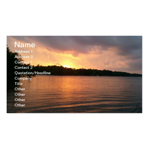 Sunset Over Lake Marion - Business Card (front side)