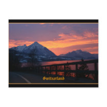 Sunset over lake Thun near Interlaken Switzerland