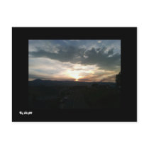 Sunset over mountains post card