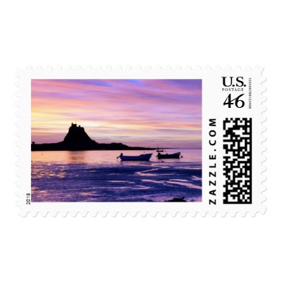 Sunset over sea postage stamp by Caiwilsh
