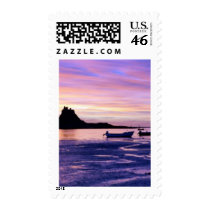 Sunset over sea postage