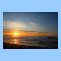 Sunset over the Pacific Ocean posters