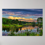 Sunset Over The River Poster