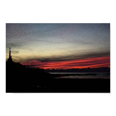 Sunset over the sea in Aberystwyth Print by Linandara