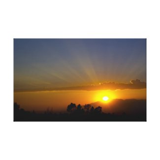 Sunset Over the Valley Stretched Canvas Print