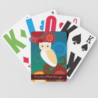 Sunset Owl Blue Custom Deck Of Cards