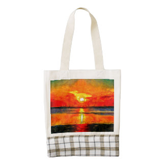 Sunset painting zazzle HEART tote bag