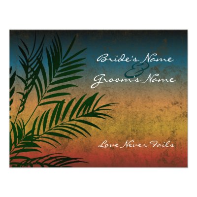 Sunset Palm Tree Branch Wedding Invitations