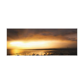 Sunset panoramic sea shore at Meon Beach Gallery Wrapped Canvas