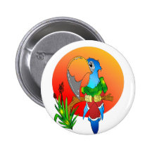 Sunset Parrot Pinback Buttons