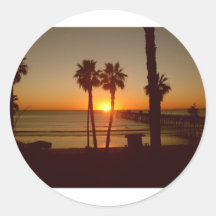 Sunset-Pier Round Sticker