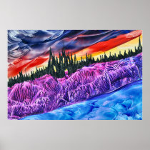 Sunset Ruins - Fantasy Artwork by Carol Trammel Poster