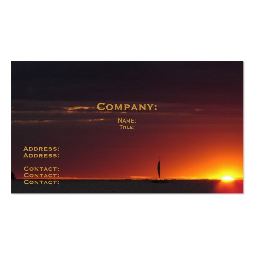 Sunset Sailboat Business Card Template (front side)