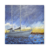 Sunset Sailboat Magnet by paintingcoyote36 Sunset Sailboat Magnet