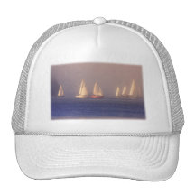 Sunset Sailboats Photo Mesh Hats