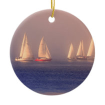 Sunset Sailboats Photo Ornaments