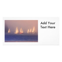 Sunset Sailboats Photo Photo Card Template