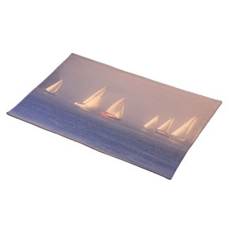 Sunset Sailboats Photo Place Mat