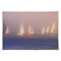 Sunset Sailboats Photo Place Mat