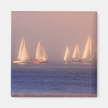 Sunset Sailboats Photo Refrigerator Magnets