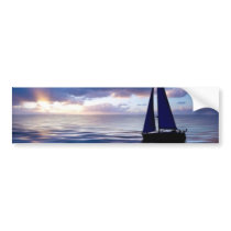 Sunset Sailing Sailboat Bumpersticker by MistaSCARY Sunset Sailing Sailboat Bumpersticker