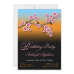 Sunset Sakura Birthday Invitations