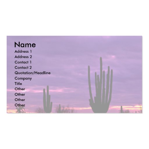 Sunset, Scottsdale, Arizona Business Card Template (front side)