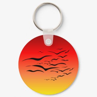 Sunset Sea Gulls Keychain keychain