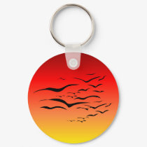 Sunset Sea Gulls Keychain by annaleeblysse Sunset Sea Gulls Keychain