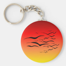 Sunset Sea Gulls Keychain